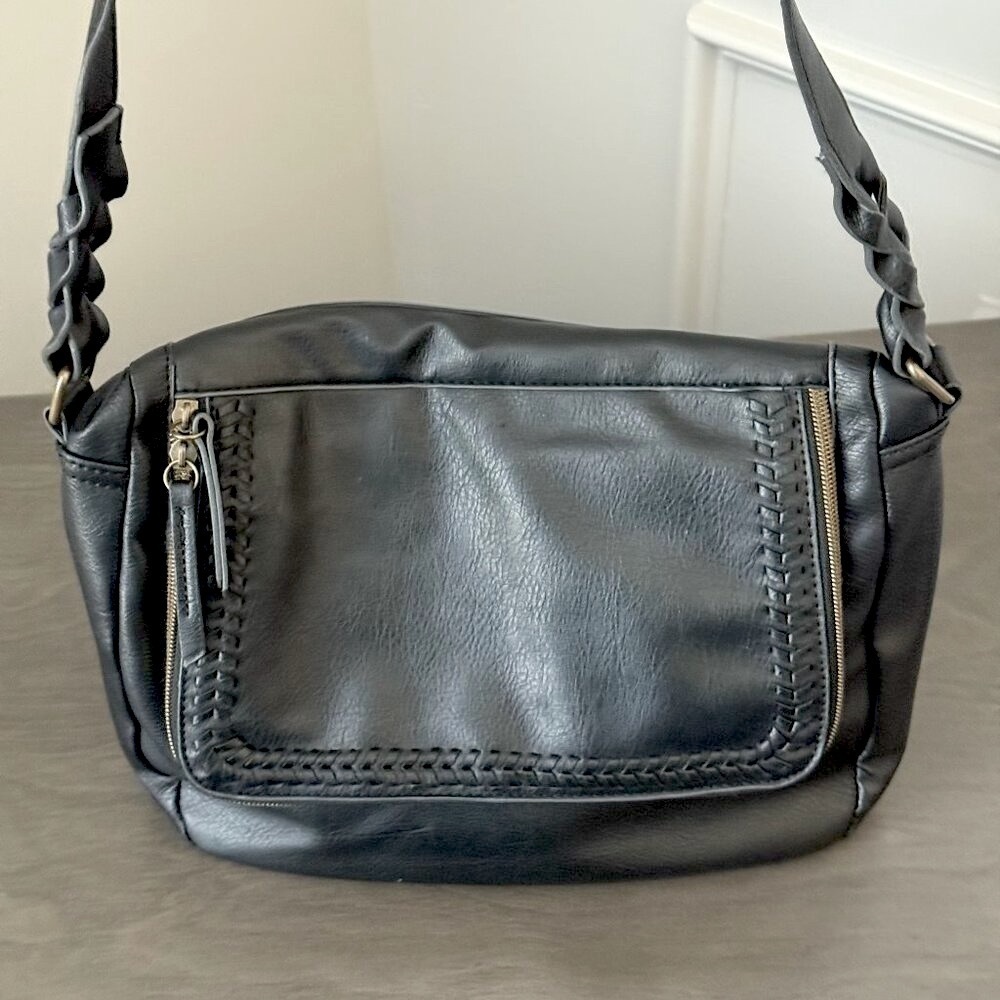 Black Faux Leather Crossbody Bag - Picture 6 of 12